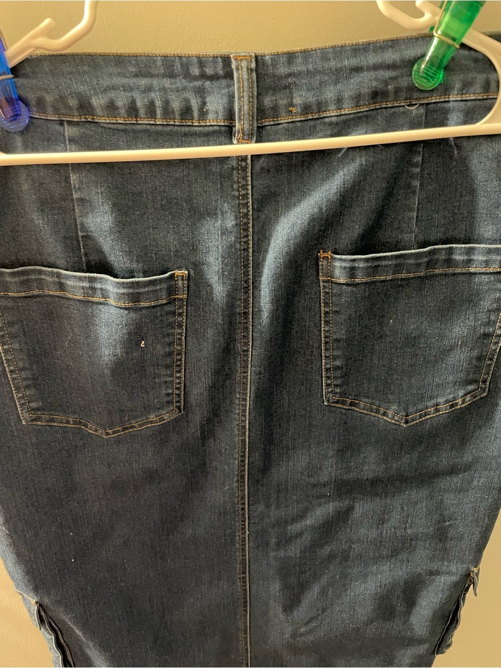 Dark Blue Denim Cargo Pencil Skirt - Picture 3 of 3